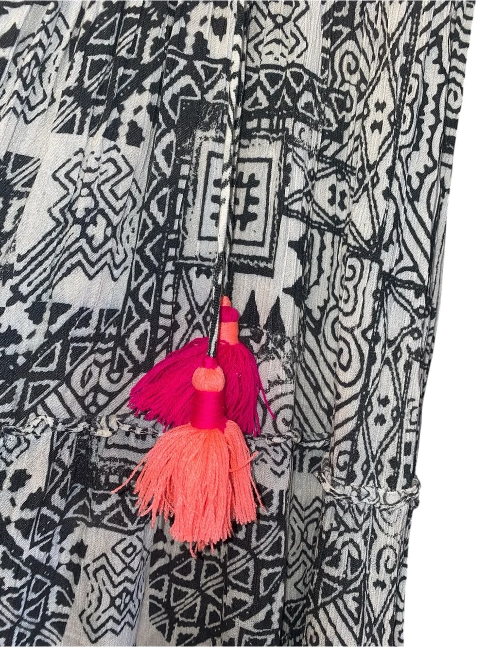 Hemnant & Nandita maxi black white kaftan caftan kimono tall boho swim cover - Picture 4 of 10
